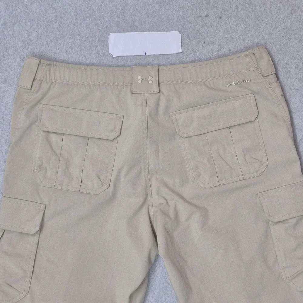 Under Armour Storm Men Pants 38/30 Khaki Cargo Ripstop Logo Loose 29